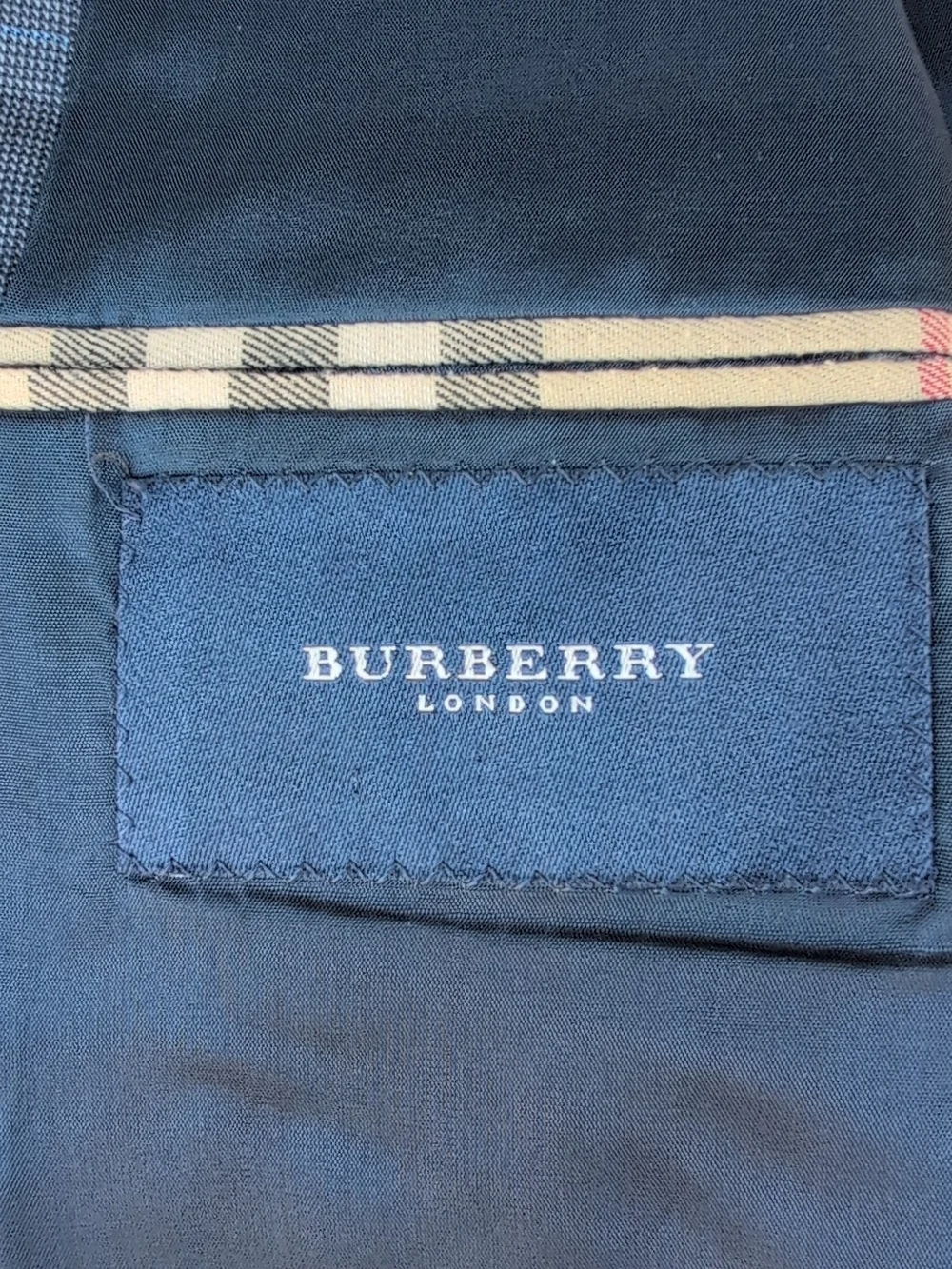 Vtg Burberry London Suit Jacket Mens 46R Blue Check Wool Kensington USA 2 Button